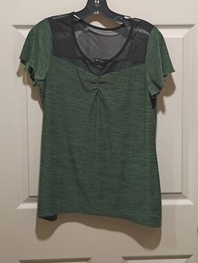 Susan Lawrence small Women's Mesh Blouse Black & Olive Green 